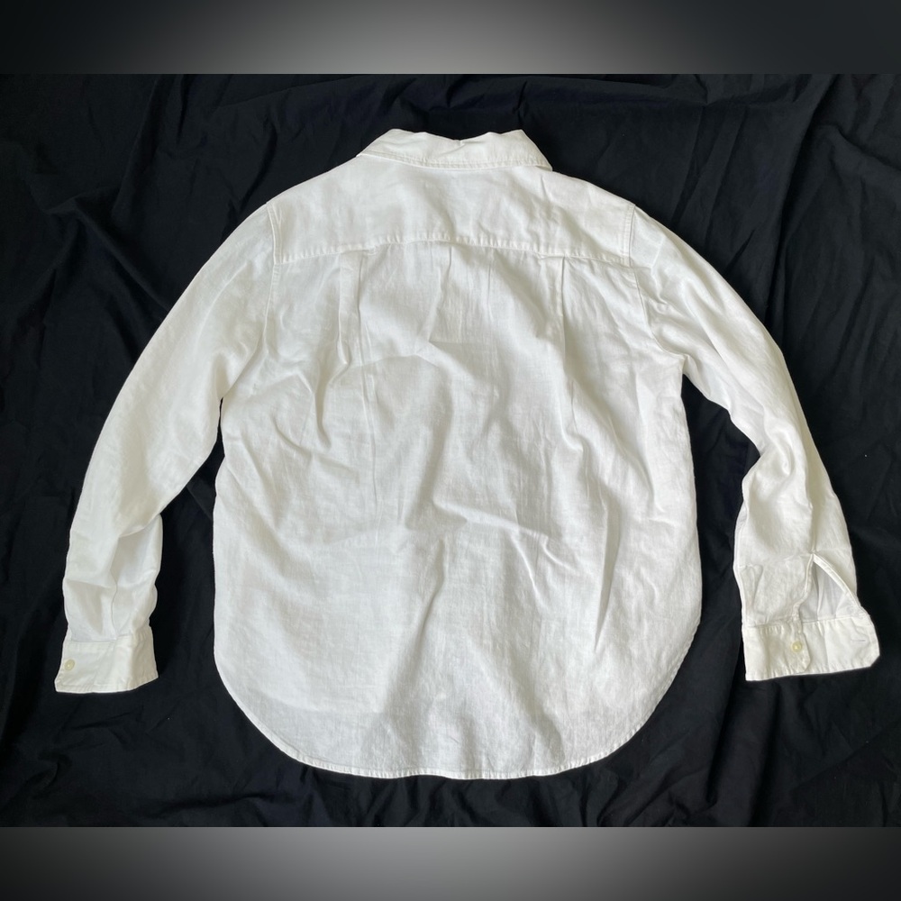 LOFT White Linen Blend Long Sleeve Button Down Shirt Sz S Blouse Classic Coastal - Picture 3 of 6